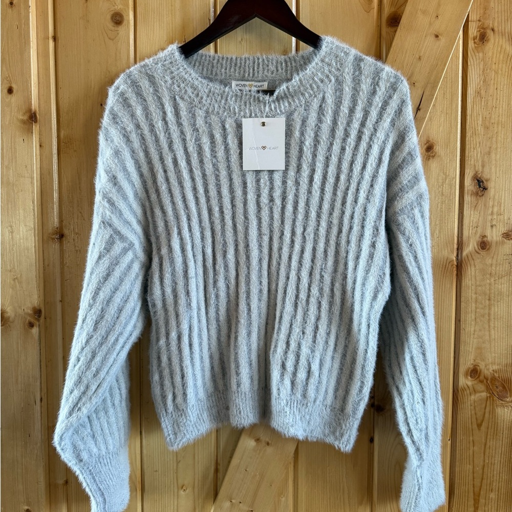 Woven Heart Soft Grey Crew Neck Sweater